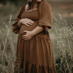 Pinkblush Maternity Dress size medium color chocolate brown